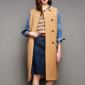 J. Crew Collection sleeveless coat- camel size 2